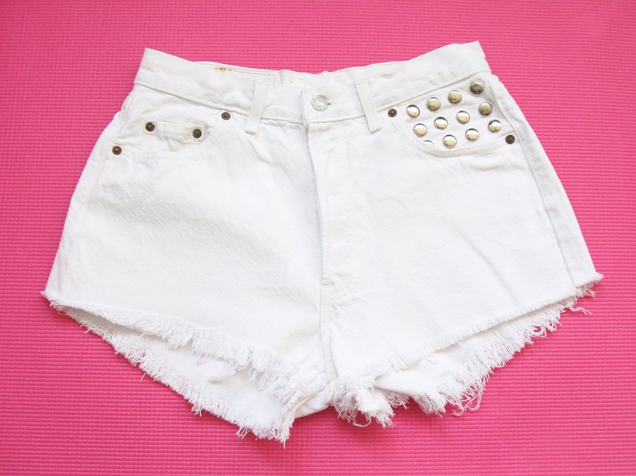 White Levi high waist shorts L