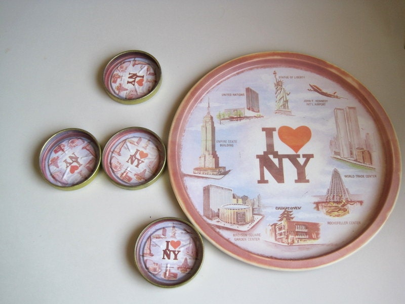 SALE 50 OFF I love NY shabby round tray home decor kitchen tray I heart New York