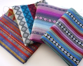 Tribal Fabric, Peruvian Fabric, Woven Aztec Fabric Bundle, 4 Large Pieces