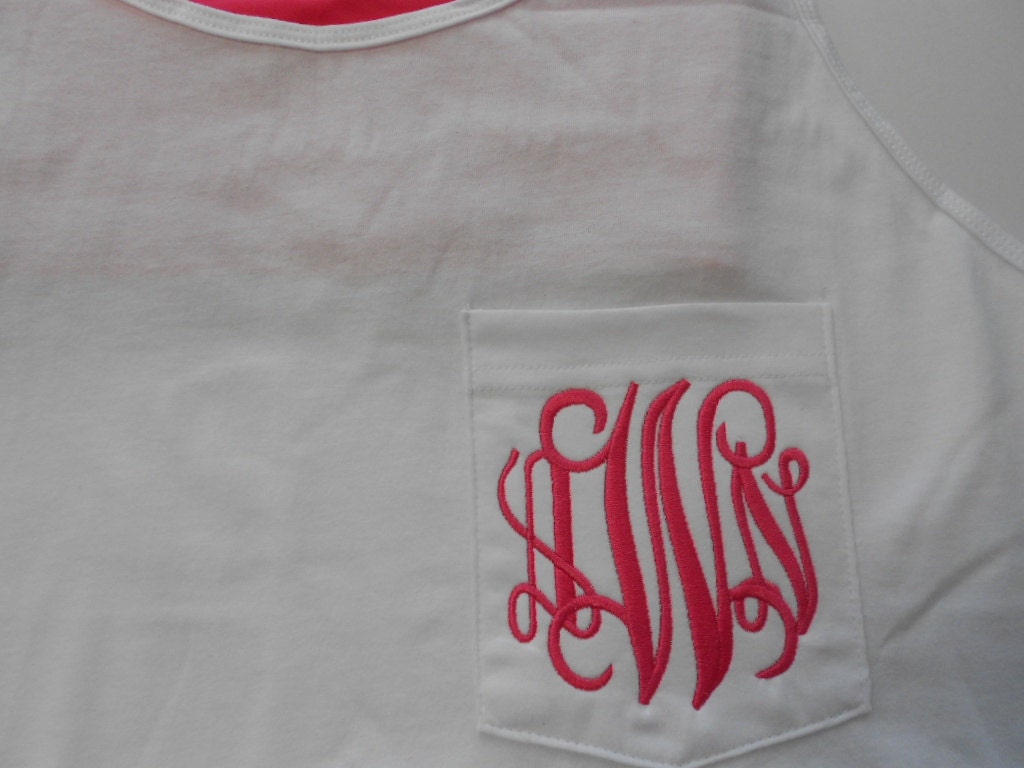 Monogram Tank Pocket Oversize Font Shown INTERLOCKING