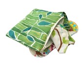 Mini Wet Bag, Cloth Pad purse, Bamboo Fauna, Green