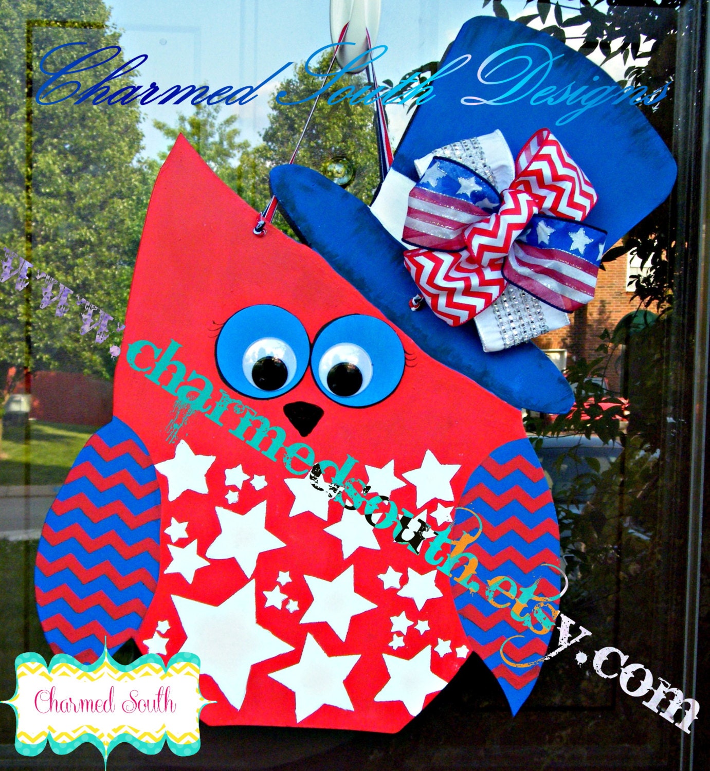 Patriotic Owl with Uncle Sam Hat, 4th of july decor, wall sign, front door decor