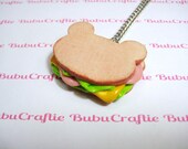 Teddy Chicken and Cheese Sandwich Necklace Polymer Clay