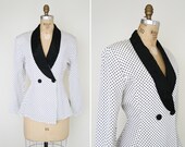 vintage 80s blazer // 1980s polka dot jacket // tuxedo jacket