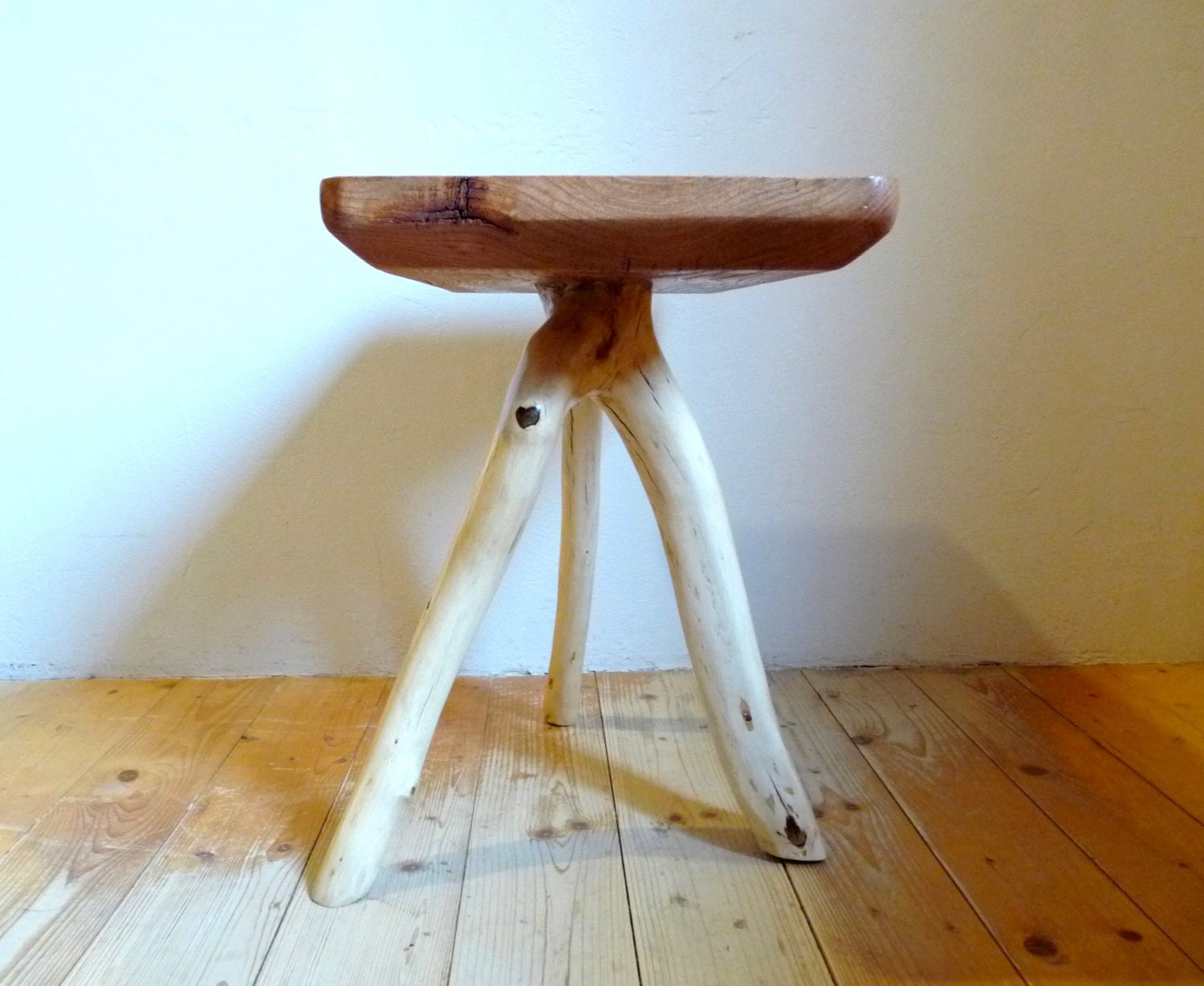 Handmade, WOODEN COFFEE TABLE,  Walnut wood with Oak wood legs. Free Style.