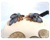 Frosty Blue & Pink Marquis Glass Rhinestone Earrings   E893a-081412000