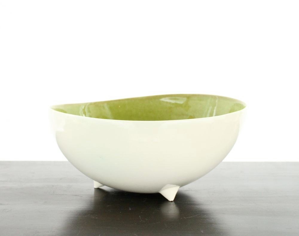 Large Chartreuse Footed Bowl