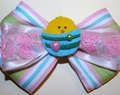 Easter chick hair bow- pastel accessories- hair clips for spring