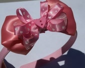 Pink headband- summer heart accessories- girls pink headband