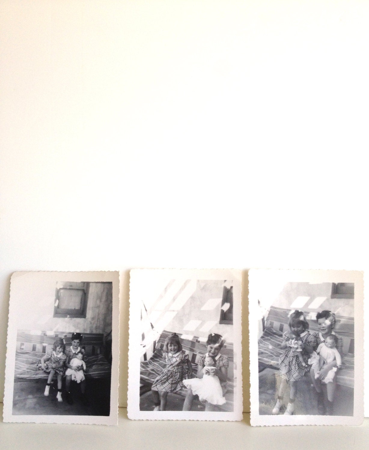 Vintage Girls with dolls photos-Set of three