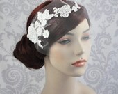 Tulle Birdcage Veil, Bird Cage Veil, Lace Bandeau Veil with pearls, Tulle Veil, Retro, Unique Birdcage Veil, ivory, white