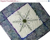 ON SALE Mini Quilt, Snowflake, Fiber Art Quilt