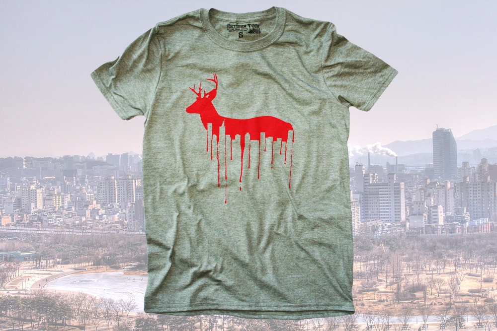 Deer T Shirt Men's or Women's Hand Screen Printed Unisex Preshrunk
