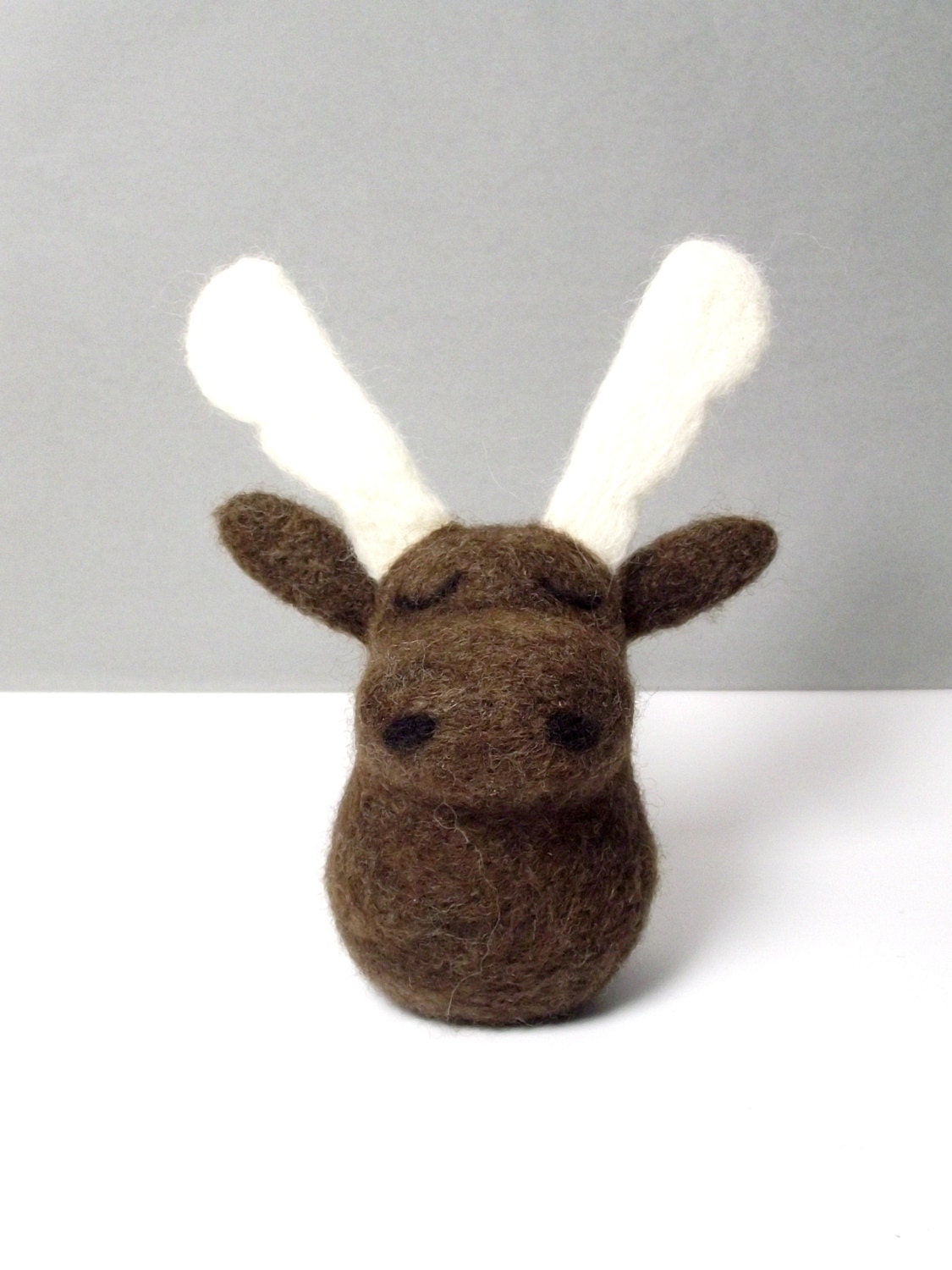 Modern sleepy moose - needle felt animal - birthday - housewarming - cabin decor - collectable toy