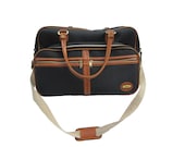 Vintage Verdi Luggage - Suitcase - Bag - Black with Leather accents and straps