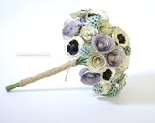Jane Austen Bridal Bouquet with Roses, Poppies, Sweetgum - IN YOUR COLORS - Eco Friendly Recycled Book Page Wedding Flowers