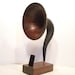 RARE WOOD Acoustic  iPhone Speaker Dock Utilizing a Vintage Antique Gramophone Horn  -Ready to Ship-