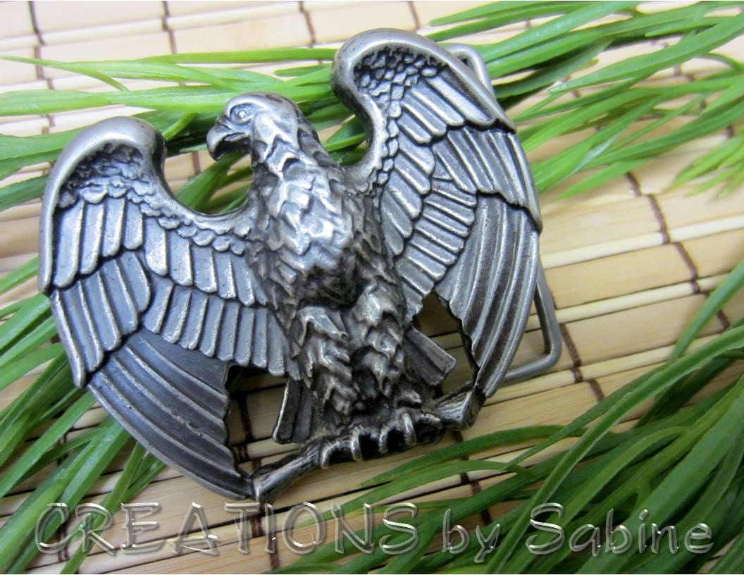 Eagle Belt Buckle by Avon, Silver Tone Gun Metal, American Eagle, Bird FREE SHIPPING 128