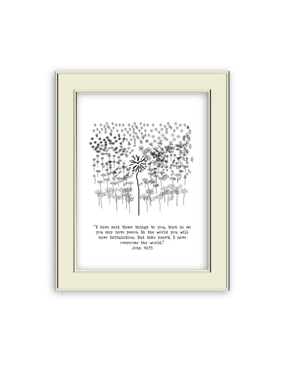 Take Heart- Black and White Dandelion Art Print, Encouragement