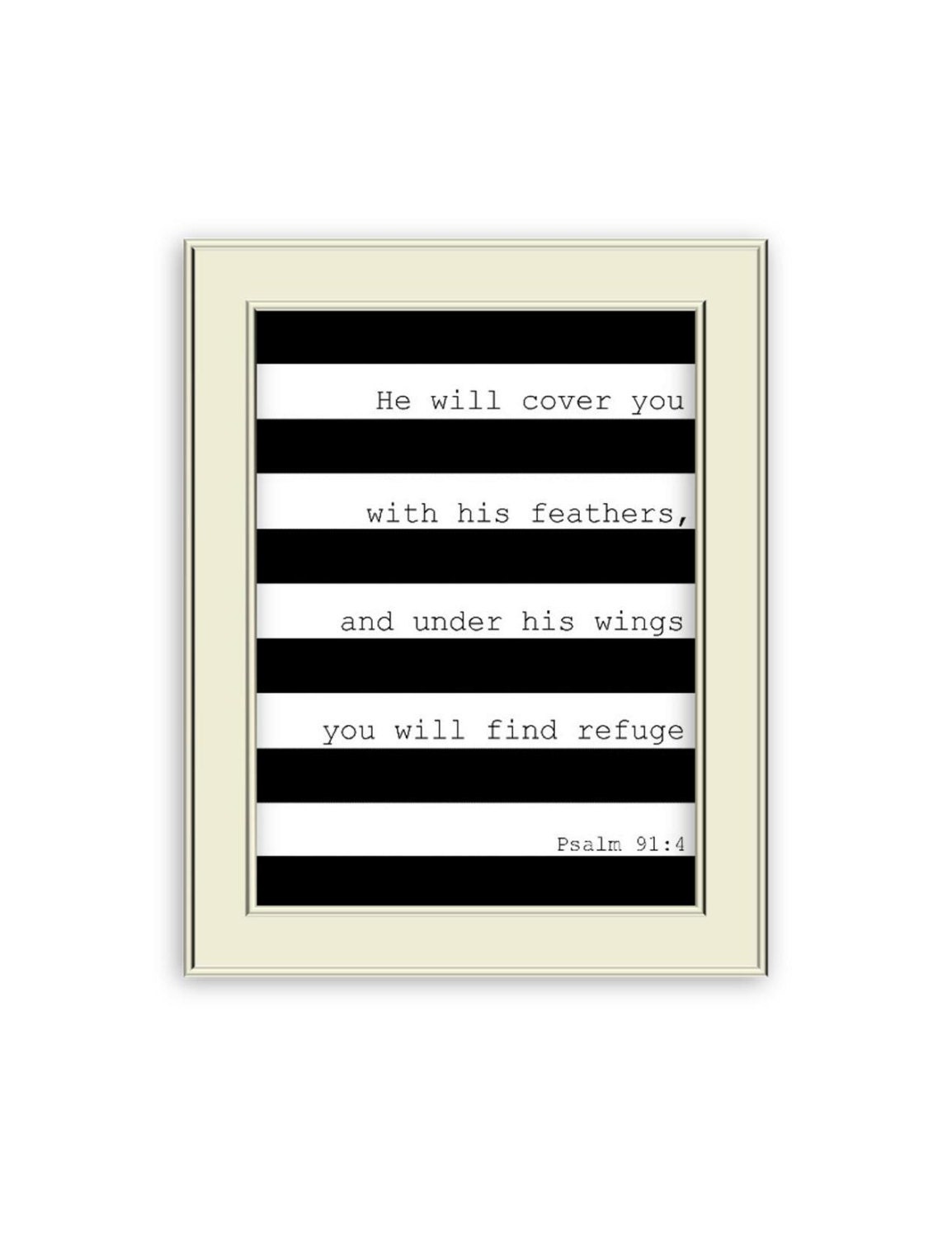 Bible Verse art print, Psalm 91:4- Under His Wings, Comforting Quote, Minimalist art