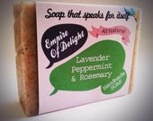 Lavender, Peppermint and Rosemary natural soap with ground walnut shell