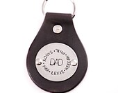 Personalized Leather Key Chain For Dad- Leather Key Fob -  Hand Stamped Stainless Steel and Leather  - Father's Day - Grandpa