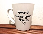 Special Mom mug latte Coffee mug "Home is where your mom is" Mothers day gift-  Special MOM Quote