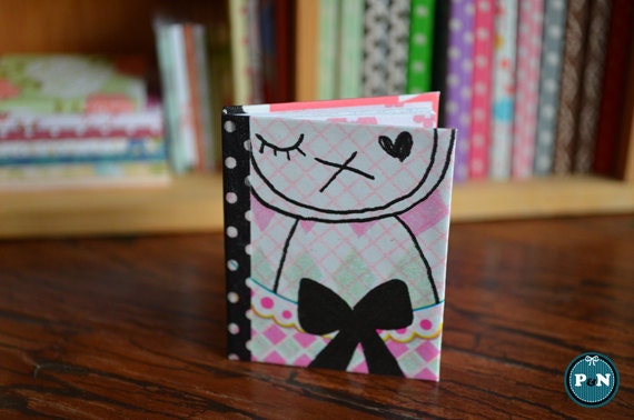 Miniature Sketchbook (M) - 'Winking Bunny' with blank pages (SD/MSD sized) for dolls