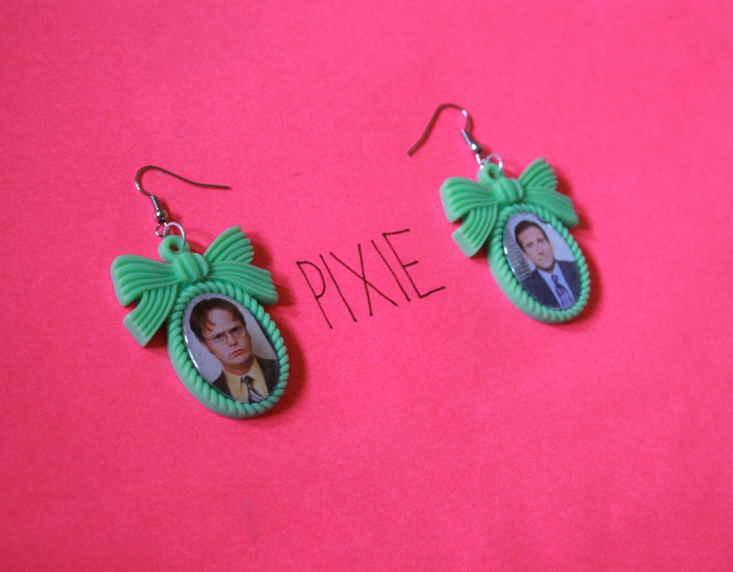 Michael Scott and Dwight Schrute cameo earrings - The Office