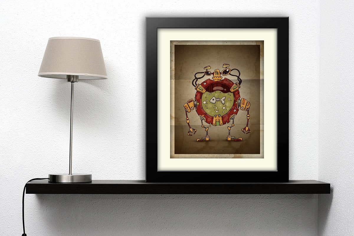 16x20 Steampunk Robot no.03