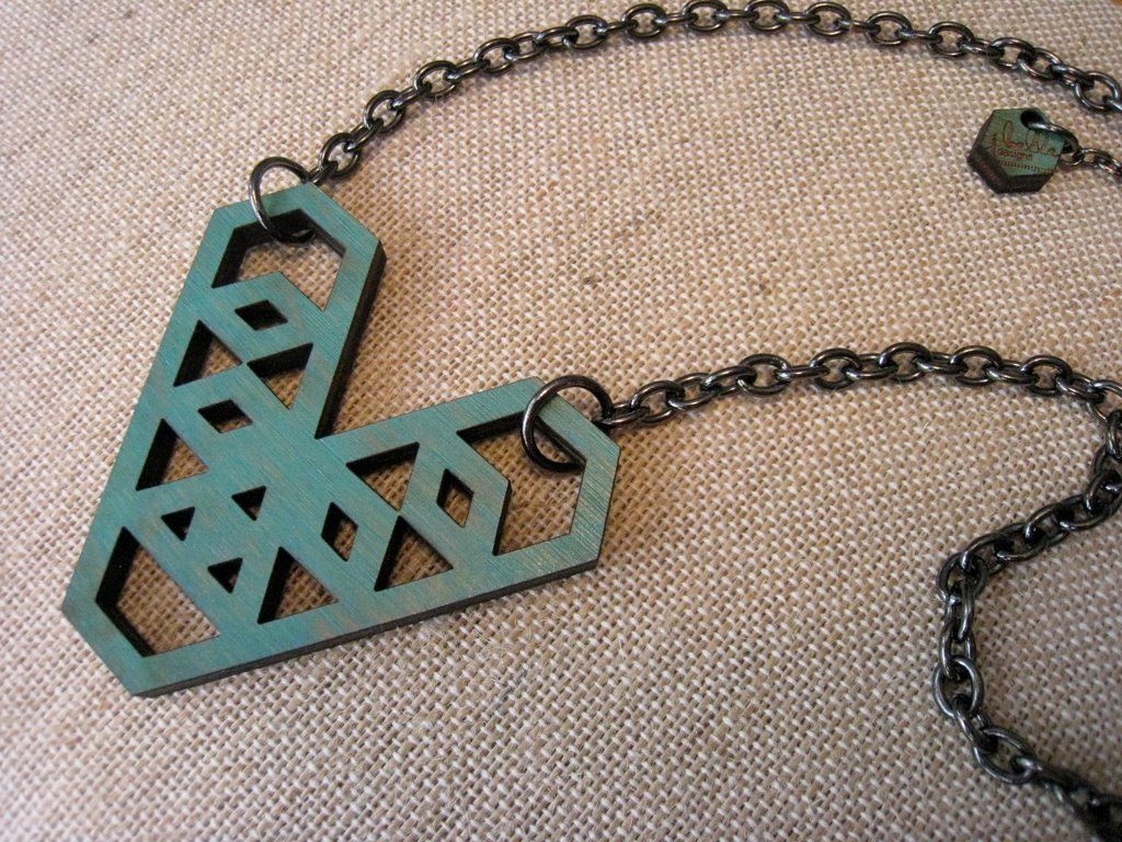 Interlocking Hexagon Heart Pendant Necklace