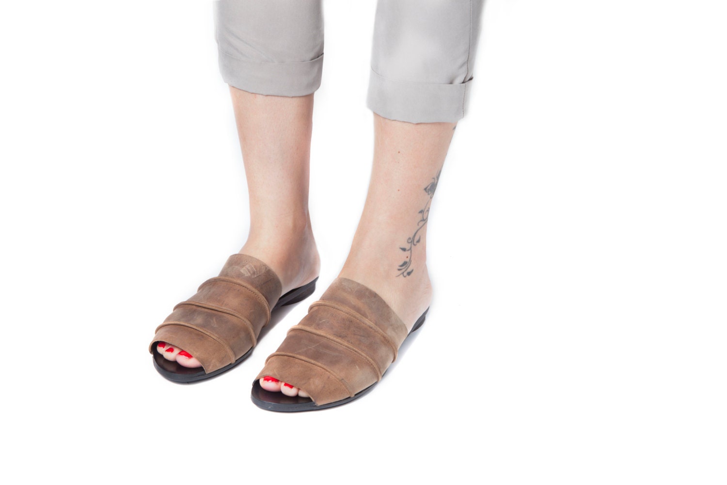 Leather slippers, Camel slippers, Handmade shoes ,Women shoes