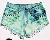 High Waisted Denim Shorts Vintage Levis Dyed Denim Shorts Studded Cutoffs