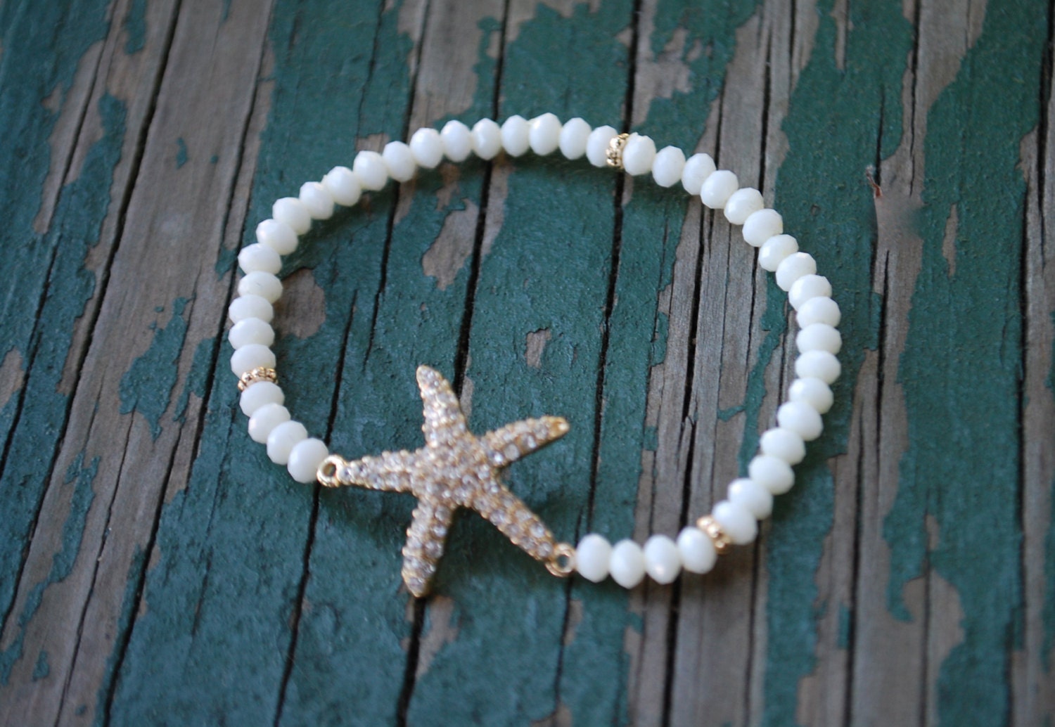 Starfish Bracelet White Beads