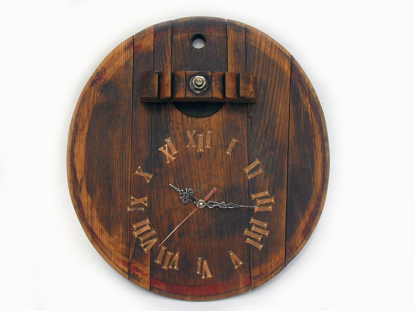 rustic wall clock, unique big wall clock from old wooden wine barrel