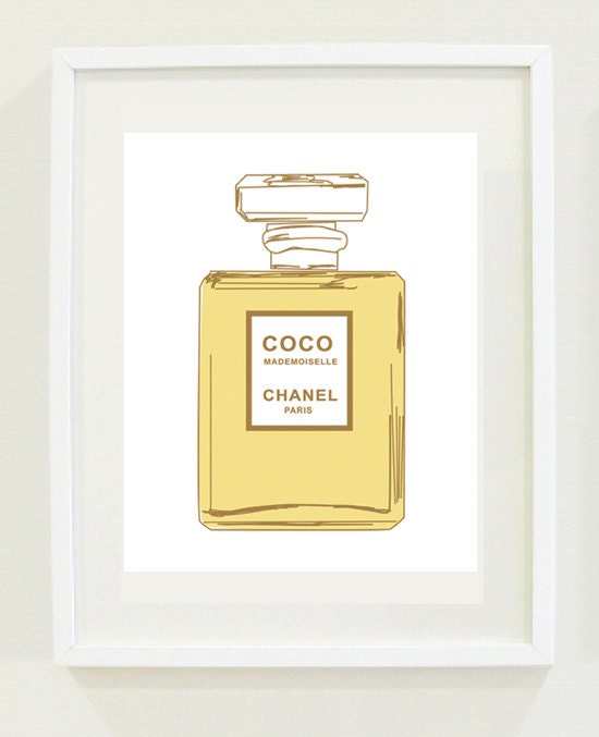 Print: 8 "X 10" Coco Chanel Perfume Bottle Print, Office wall art, Bedroom wall art
