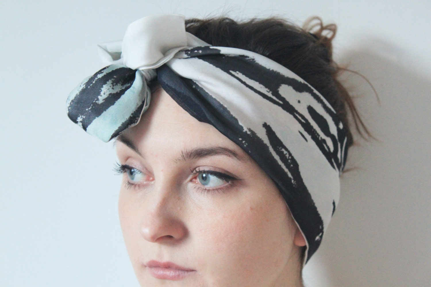 Abstract Water Print Silk Chiffon Head Scarf - FREE SHIPPING