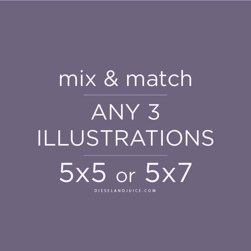 Mix and Match - Any 3 5x5 or 5x7 Prints - Archival Matte Prints - Your Choice