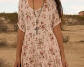 Vintage 90s Pink Floral Summer Grunge Dress