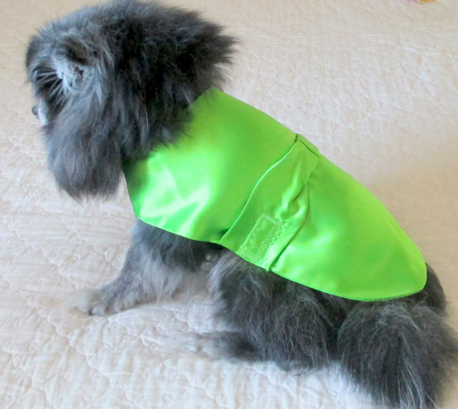 Lime Small Dog Dress Made to Order Satin Bridesmaid's/Formal with Bow - Yorkie Chihuahua