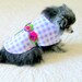 Fleece Coat Dress Made to Order for Little Dogs - Lavender and White Check with Dark Green, Purple & Magenta Trim