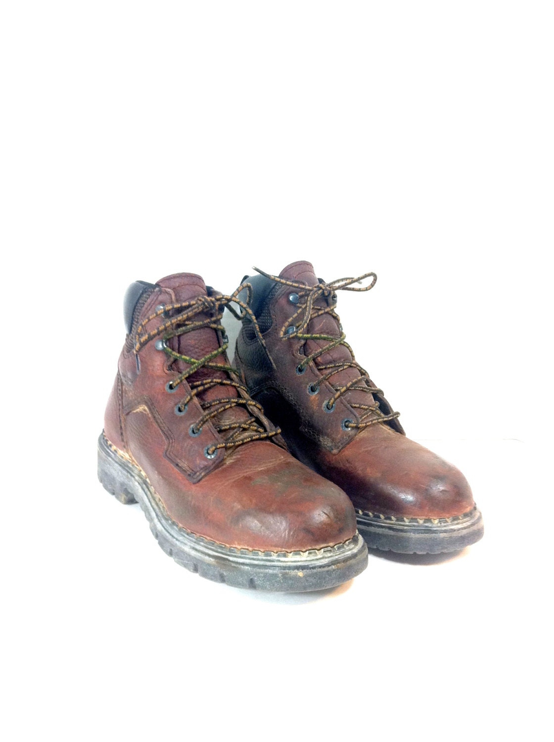 Red Wing Leather Hiking Boots 7 / Womens Steel Toe Boots 7 / Rustic Lace Up Boots 7