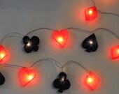 20 light of heart, diamond, spade, club card symbol gamble string light lantern hanging garland light party casino night
