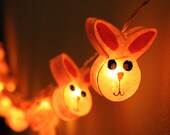 20 x pink strawberry bunny rabbit hand drawn paper mulberry string light lantern garland kid bedroom living room present gift