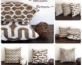 Italian Brown throw pillow cover 20" x 20" ONE cushion cover Italian Brown and white pillow sham