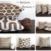 Italian Brown throw pillow cover 20" x 20" ONE cushion cover Italian Brown and white pillow sham