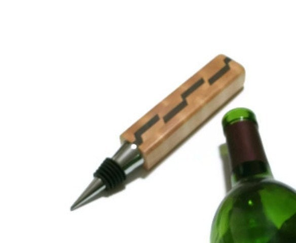 Upcycled Wine Stopper - Maple and Walnut - Wood Bottle Stopper  - READY TO SHIP