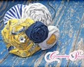 Mustard Yellow, Navy, White Hair Bow, Fabric Flower Headband, Hair Accessories, Flower Hair Clip, Baby Girl Hair Bow, Brooch, Hair Piece
