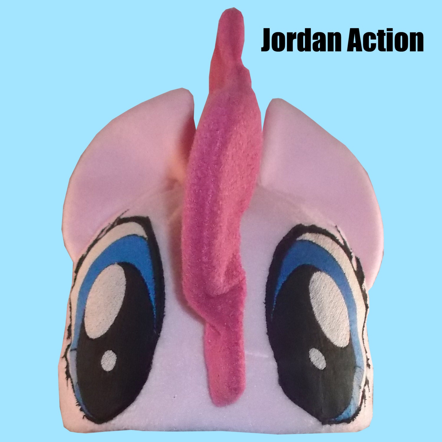 Embroidered Eyes - Pinkie Pie inspired Fleece Hat - My Little Pony