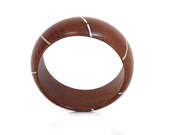 Wood Bracelet/Bangle, Sterling Silver and Indian Rosewood - Silver Lines